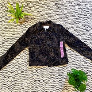 Nine West Leopard print denim jacket